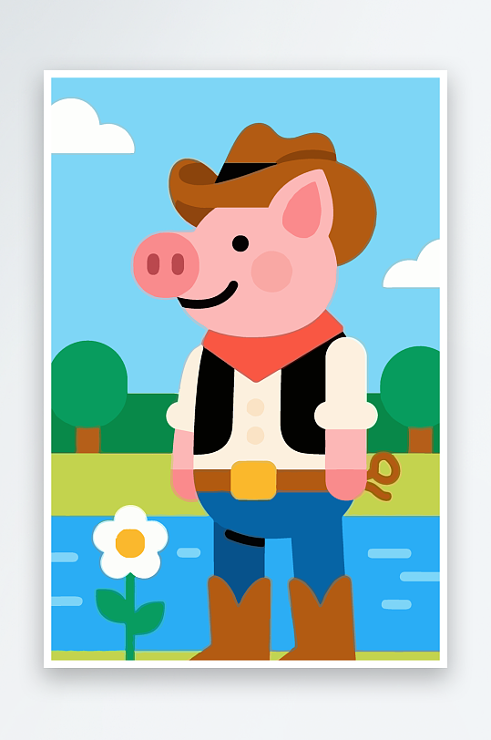 卡通猪矢量插画图形元素-众图网