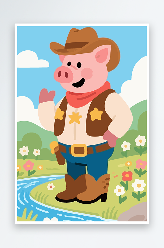 卡通猪矢量插画图形元素-众图网