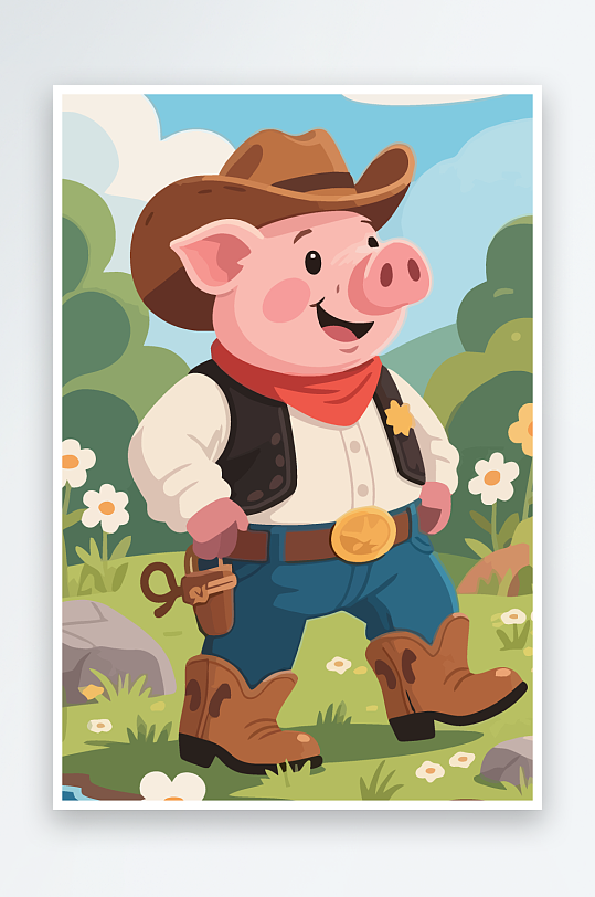 卡通猪矢量插画图形元素-众图网