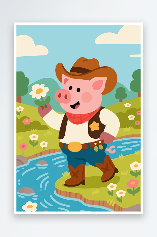 卡通猪图标矢量插画图形元素-众图网