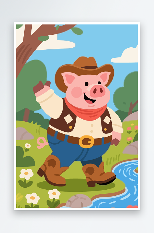 卡通猪图标矢量插画图形元素-众图网