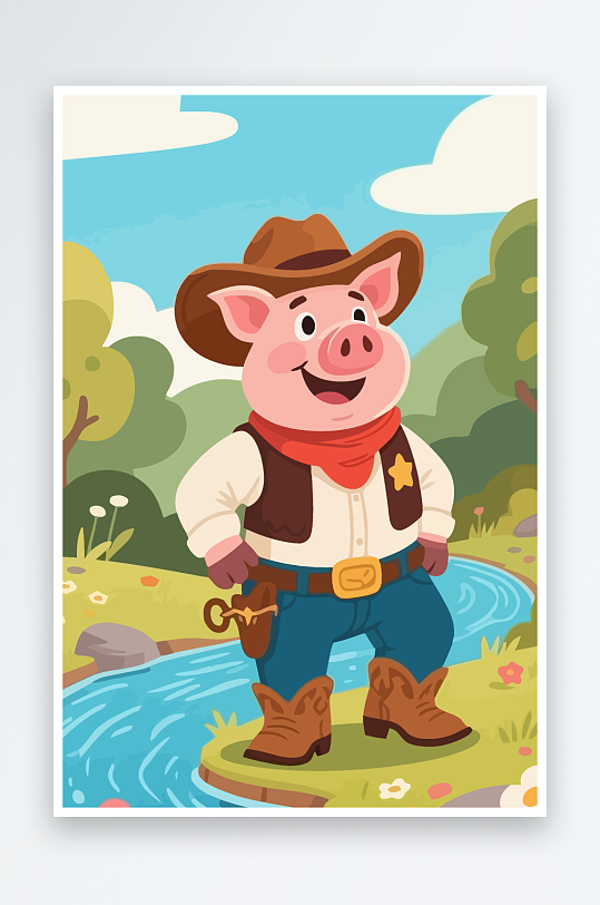 卡通猪图标矢量插画图形元素-众图网