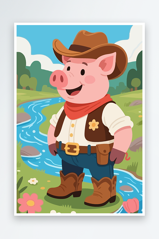 卡通猪图标矢量插画图形元素-众图网