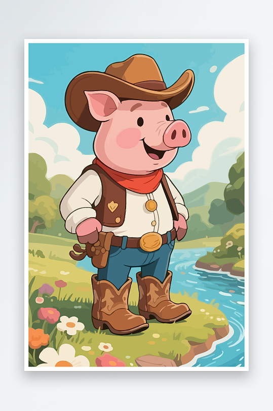 卡通猪图标矢量插画图形元素-众图网