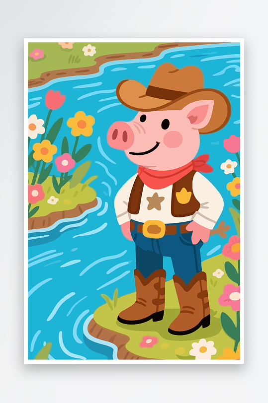 卡通猪图标矢量插画图形元素-众图网