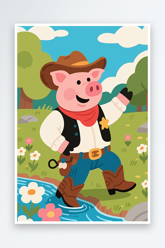 卡通猪图标矢量插画图形元素-众图网