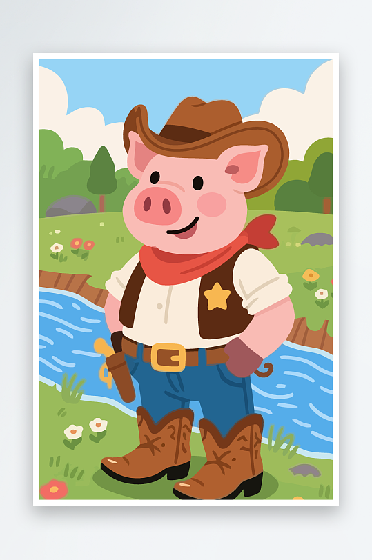 卡通猪图标矢量插画图形元素-众图网