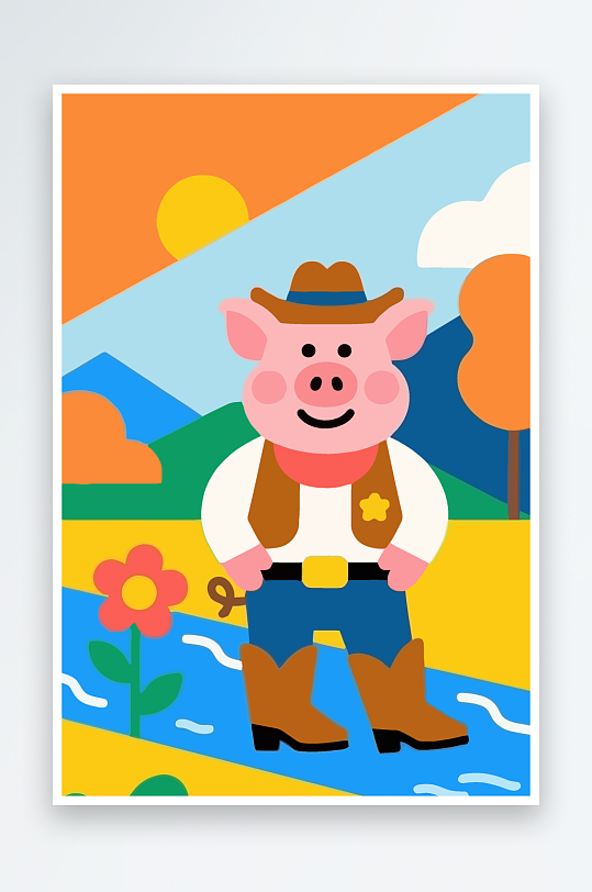 卡通猪图标矢量插画图形元素-众图网