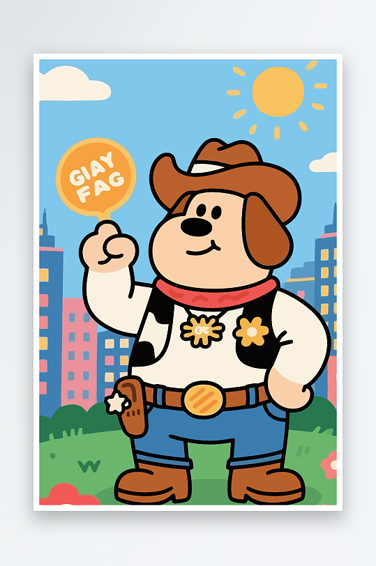 卡通狗矢量插画图形元素-众图网