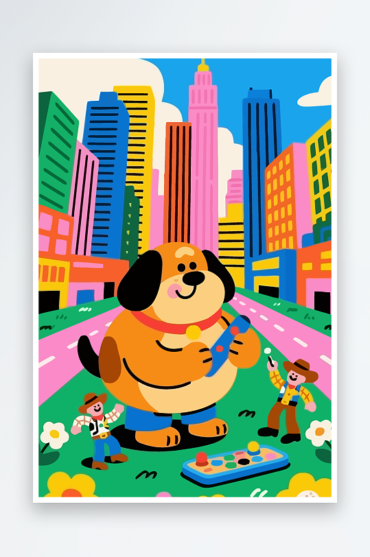 卡通狗矢量插画图形元素-众图网