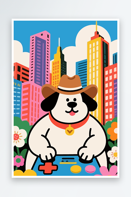 卡通狗矢量插画图形元素-众图网