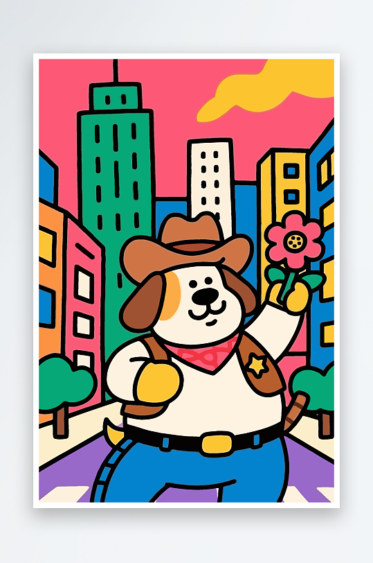 卡通狗图标矢量插画图形元素-众图网