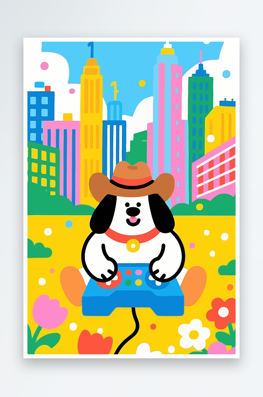 卡通狗图标矢量插画图形元素-众图网