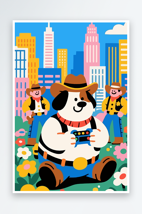 卡通狗图标矢量插画图形元素-众图网