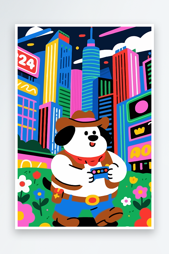 卡通狗图标矢量插画图形元素-众图网