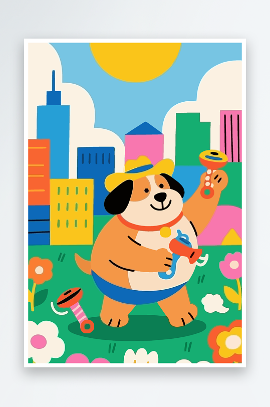 卡通狗图标矢量插画图形元素-众图网