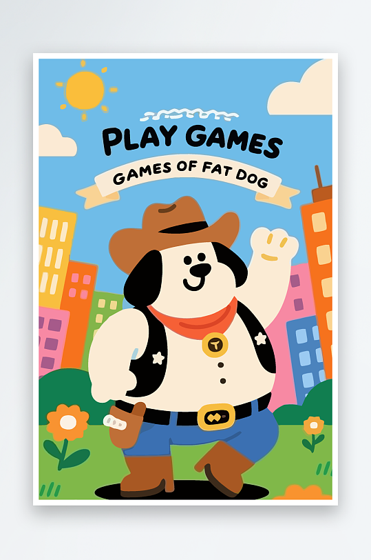 卡通狗图标矢量插画图形元素-众图网