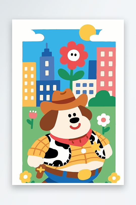 卡通狗矢量插画图形元素-众图网