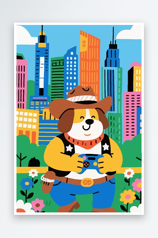 卡通狗图标矢量插画图形元素-众图网