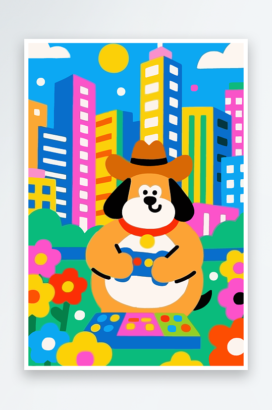 卡通狗图标矢量插画图形元素-众图网