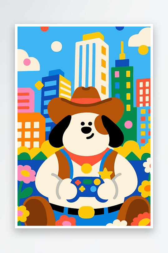 卡通狗图标矢量插画图形元素-众图网