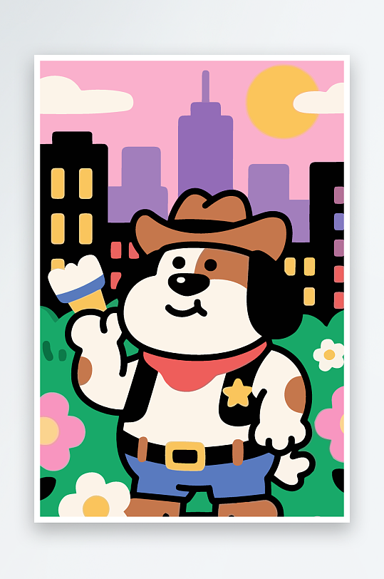 卡通狗图标矢量插画图形元素-众图网