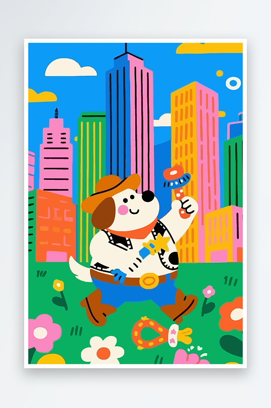 卡通狗图标矢量插画图形元素-众图网