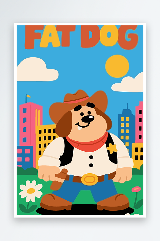 卡通狗图标矢量插画图形元素-众图网