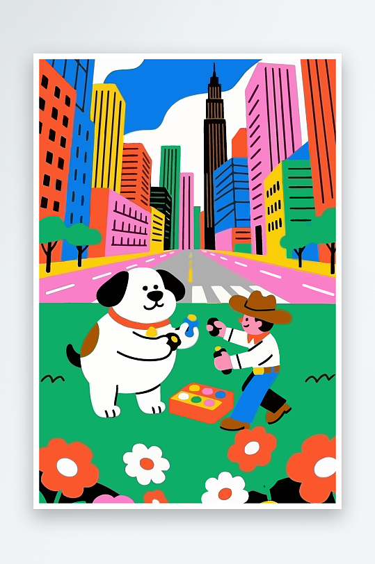 卡通狗图标矢量插画图形元素-众图网