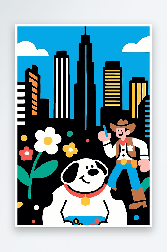 卡通狗矢量插画图形元素-众图网