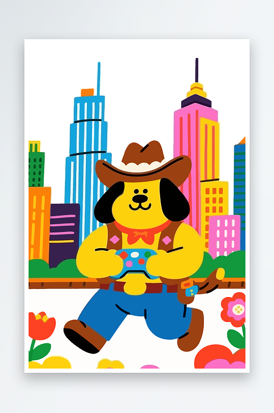 卡通狗图标矢量插画图形元素-众图网