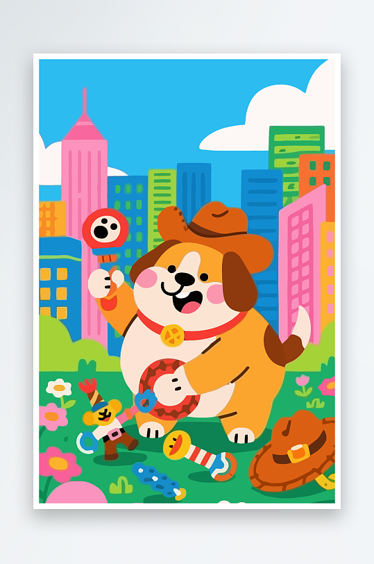 卡通狗图标矢量插画图形元素-众图网