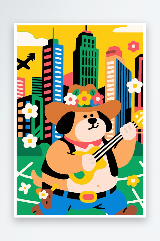 卡通狗图标矢量插画图形元素-众图网