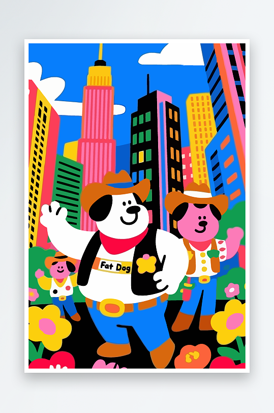 卡通狗图标矢量插画图形元素-众图网