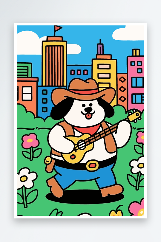 卡通狗图标矢量插画图形元素-众图网