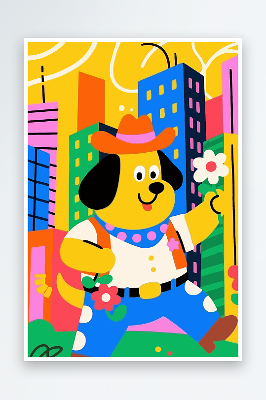 卡通狗图标矢量插画图形元素-众图网