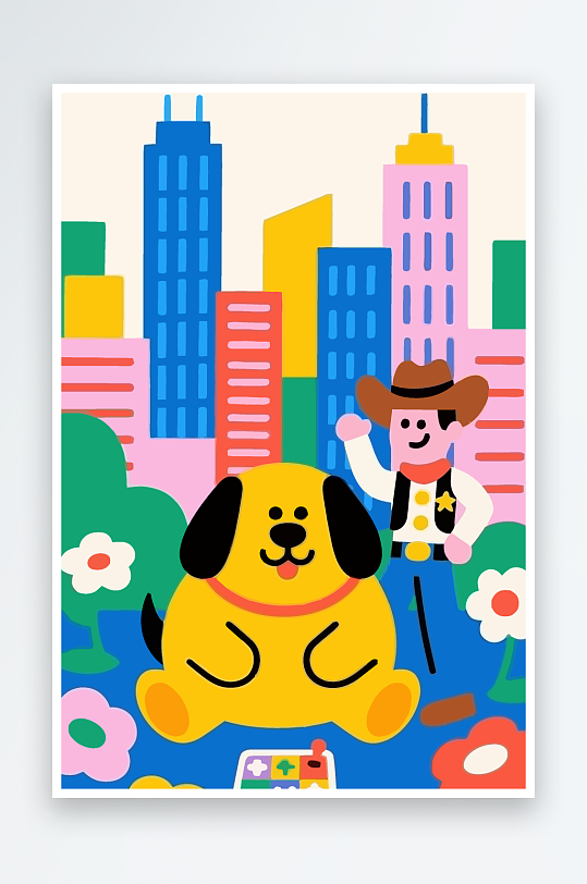 卡通狗图标矢量插画图形元素-众图网