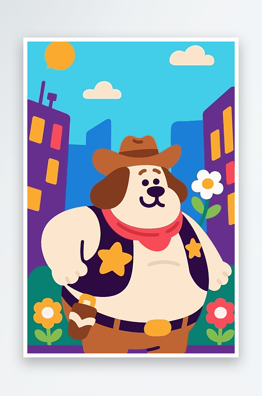 卡通狗矢量插画图形元素-众图网