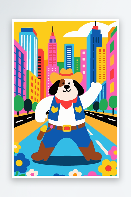 卡通狗矢量插画图形元素-众图网