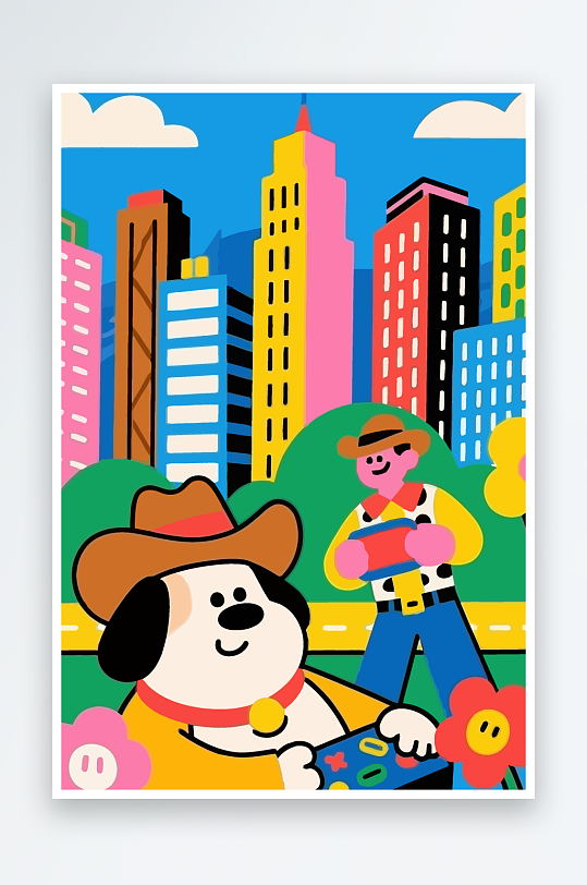 卡通狗图标矢量插画图形元素-众图网