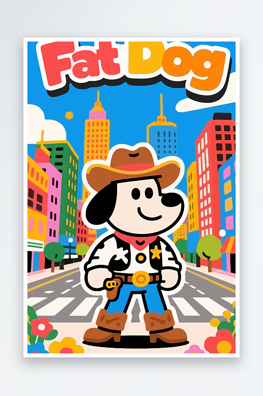 卡通狗图标矢量插画图形元素-众图网