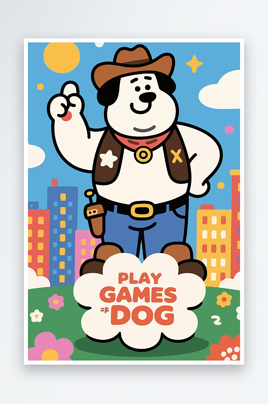 卡通狗图标矢量插画图形元素-众图网