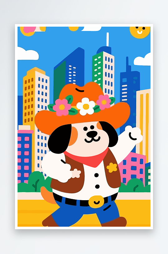 卡通狗图标矢量插画图形元素-众图网