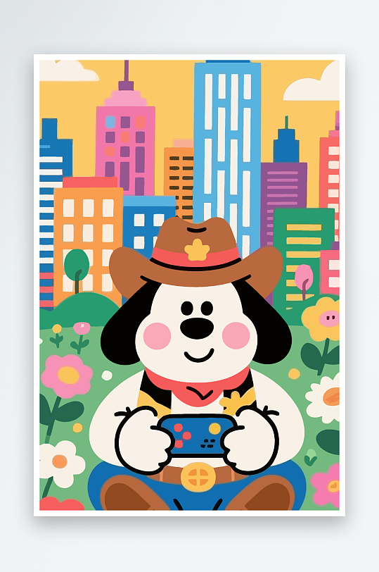 卡通狗图标矢量插画图形元素-众图网