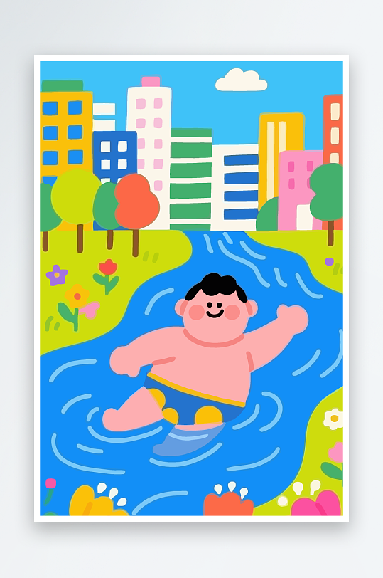 卡通男孩矢量插画图形元素-众图网