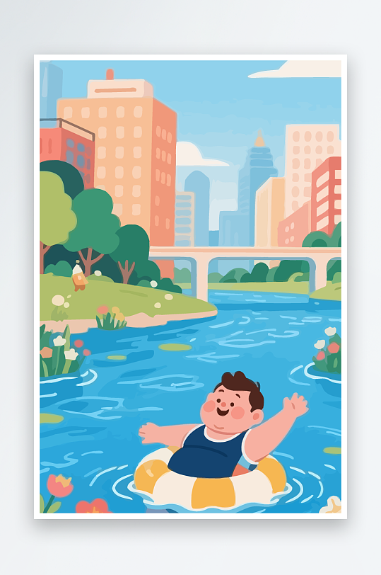 卡通男孩矢量插画图形元素-众图网