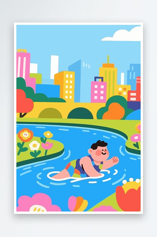 卡通男孩矢量插画图形元素-众图网