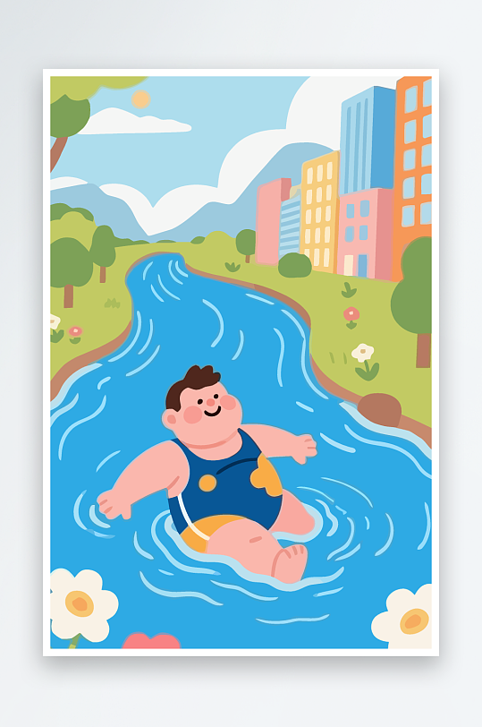 卡通男孩矢量插画图形元素-众图网