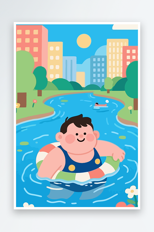 卡通男孩矢量插画图形元素-众图网