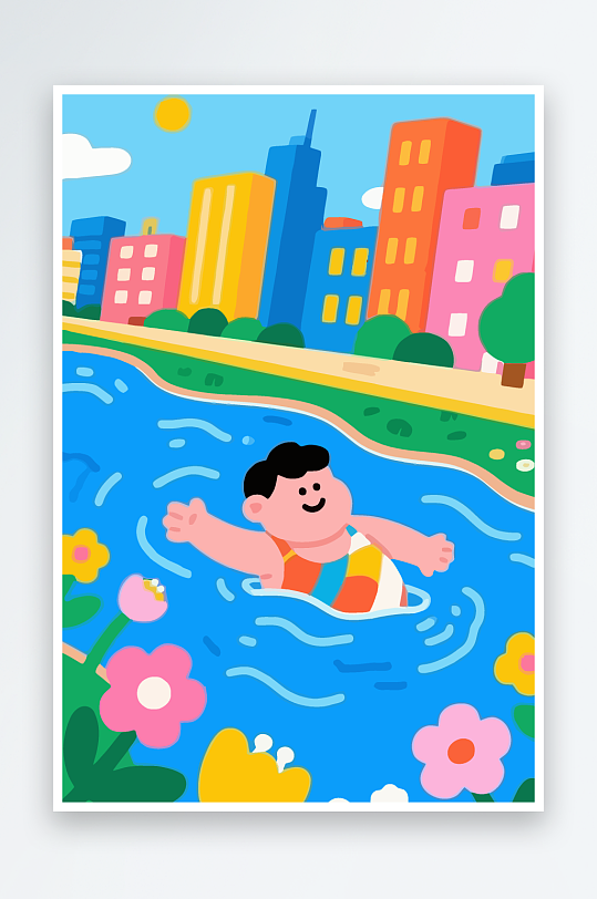 卡通男孩矢量插画图形元素-众图网